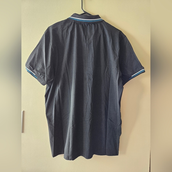 FRIED DENIM Mens Black 1/4 Zip Polo Short Sleeve Shirt,Size XL - Picture 3 of 4